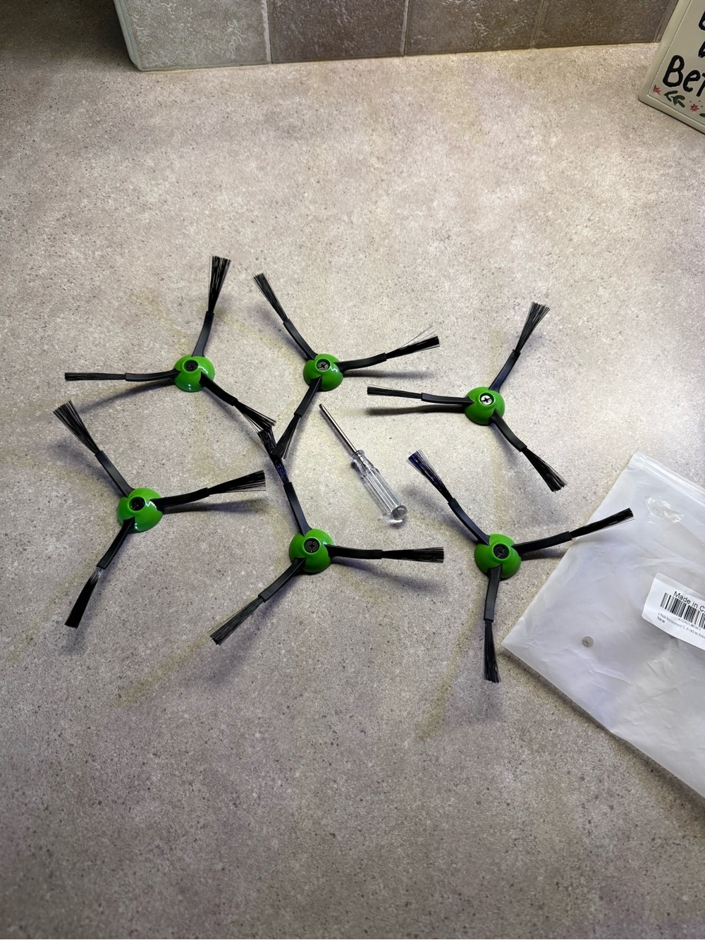 Green 3-Arm Replacement Side Brushes for Robot Vacuums (6-Pack)